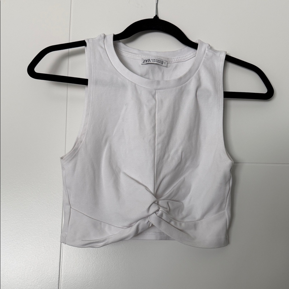 Zara White Twist Front Crop Top